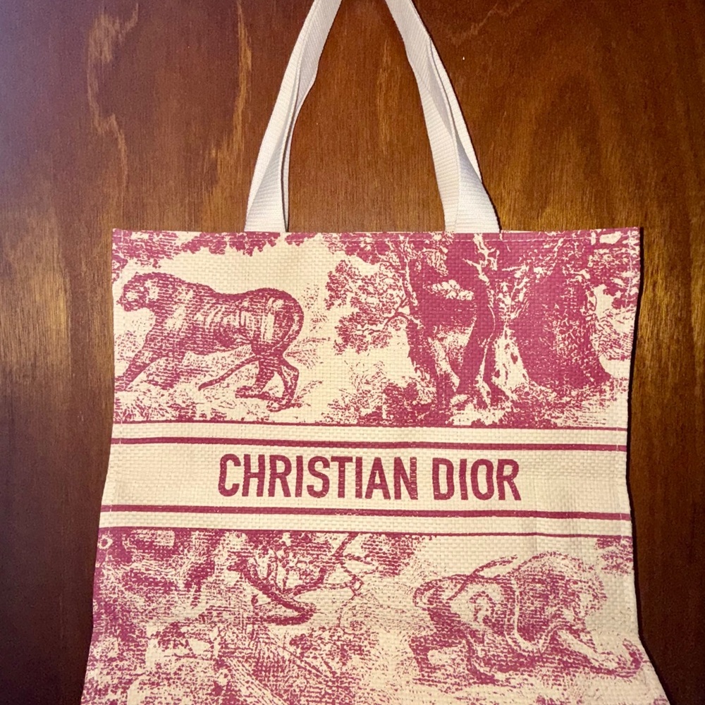 Dior Pink and Cream Structured Tote Bag